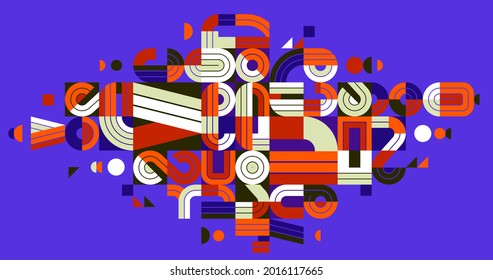 Abstract geometric composition vector design, colorful abstraction, modern style shapes illustration art.