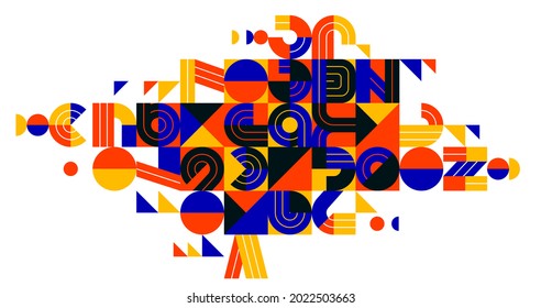 Abstract geometric composition vector design, colorful abstraction isolated on white, modern style shapes illustration art.