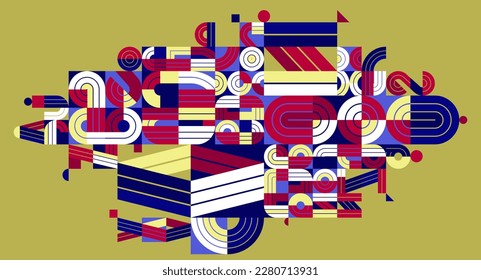Abstract geometric composition vector design, colorful abstraction, modern style shapes illustration art.