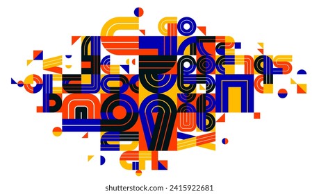 Abstract geometric composition vector design, colorful abstraction isolated on white, modern style shapes illustration art.