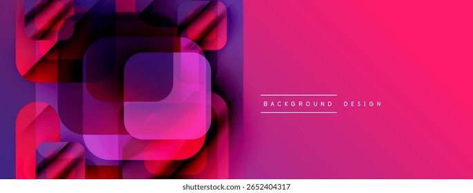 Composição geométrica abstrata. Gradientes vívidos, quadrados sobrepostos criam um efeito visual dinâmico. Elemento de design moderno para fundos.