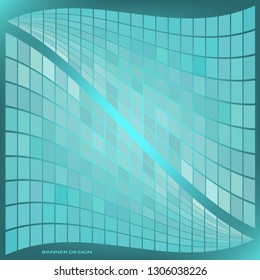 Abstract geometric composition with a wavy mosaic on a bright color background. Vector illustration for your design.