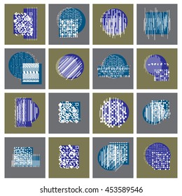 Abstract geometric compositions set, vector backgrounds collection.