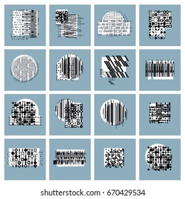 Abstract geometric compositions set, vector backgrounds collection.