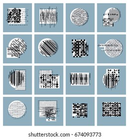 Abstract geometric compositions set, vector backgrounds collection.
