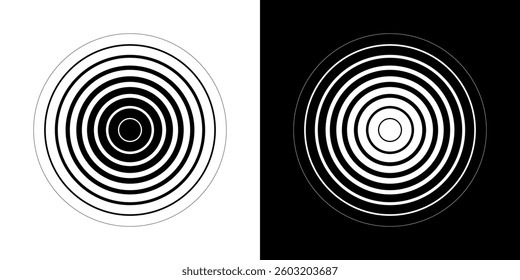 Abstract geometric concentric circle vector elements isolated on a background. Color retro halftone ring pattern.