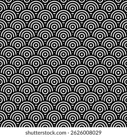 Abstract geometric concentric circles seamless pattern for textile, fabrics, print, wallpaper, wrapping paper, clothing and background. Vector decoration ornament.