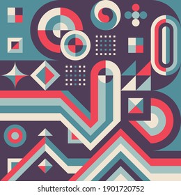 Abstract geometric concept poster design. Graphic pattern in bright colors. Business progress strategy development creative banner. Vector illustration. Block chain concept banner. 