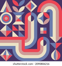 Abstraktes geometrisches Konzept Poster Design. Grafisches Muster in hellen Farben. Business Progress Strategie Entwicklung kreatives Banner. Vektorgrafik. Banner für Blockkettenkonzepte. 
