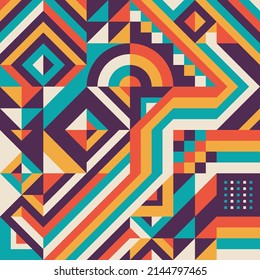 Abstract geometric concept poster design. Graphic pattern in bright colors. Business creative banner. Vector illustration.