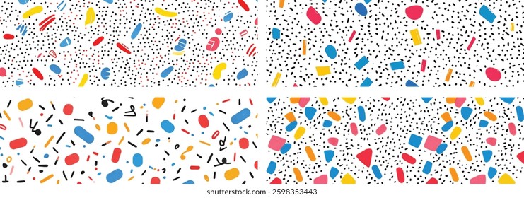 Abstract Geometric Confetti Seamless Pattern, Vector Illustration.