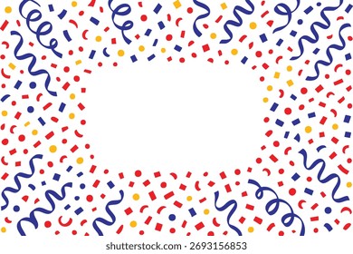 Abstractas patrón geométrico de confeti sin fisuras. Coloridas Formas de confeti para la celebración de fiestas y eventos festivos. fondo moderno con Formas lúdicas, círculos, triángulos y curvas. Vector