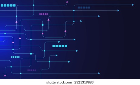 Abstract geometric with connected lines and dots. Big data visualization, network connection, social networking and digital communication technology concept background. Vector illustration.