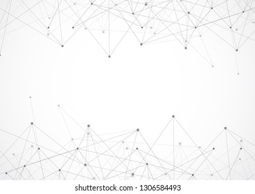 Abstract geometric connecting dots and lines. Connection science and Digital technology background. Molecular structure and communication. Vector illustration
