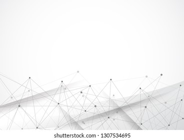 Abstract geometric connecting dots and lines. Connection science and Digital technology background. Molecular structure and communication. Vector illustration