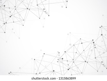 Abstract geometric connecting dots and lines. Connection science and Digital technology background. Molecular structure and communication. Vector illustration