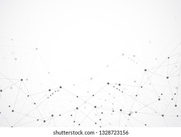Abstract geometric connecting dots and lines. Connection science and Digital technology background. Molecular structure and communication. Vector illustration