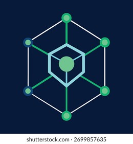 Abstract Geometric Connection with Spheres and Lines Represents Networking Data Flow Blockchain and Data Science for Modern Technologies