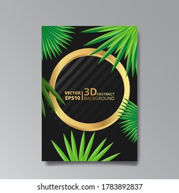 Plantilla de cubierta geométrica abstracta con hojas de palma. Diseño retro ondulado. Composición de afiches geométrica minimalista. Estilo retro futurista de los años 90 y 80. Folletos, pancartas e invitaciones modernos
