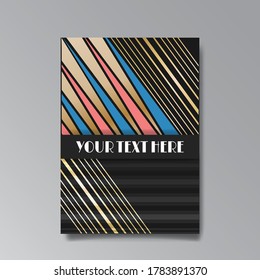 Abstract geometric cover template . Retro wave shiny design. Geometric minimalistic shapes poster composition. Retro futuristic creative 90s and 80s style. Modern flyers, banners and invitation. 