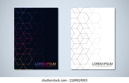 Abstract geometric covers and brochures with isometric vector blocks, polygon shape pattern