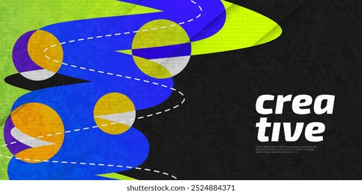 Abstract Geometric and Creative Background with Dynamic Shapes and Texture Effect. Cover or Banner Design Template for Advertising or Promotion 
