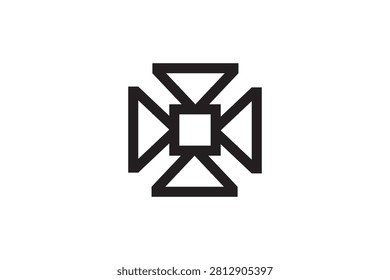 Abstract Geometric Cross Logo | Modern Triangle Maltese Icon Vector for Corporate Security Brand
