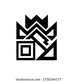 Abstract geometric crown logo featuring sharp angles and layered shapes, signifying leadership, power, and modern royalty