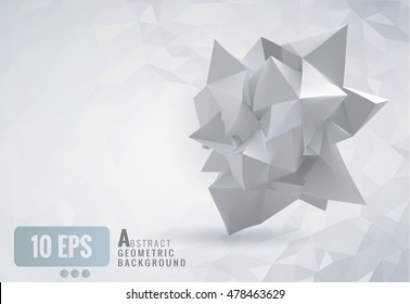 Abstract geometric in crumpled paper shape on white polygonal texture background