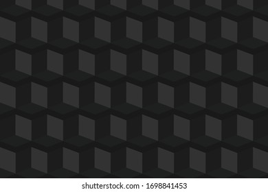 Fondo de cubo geométrico abstracto, textura y patrón oscuros , Diseño de ilustración vectorial de todo el negro,