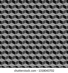 Abstract geometric cube grey pattern,  vector background, optical illusion.