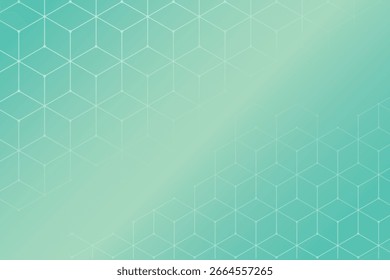 Abstract Geometric Cube Grid in Turquoise Gradient