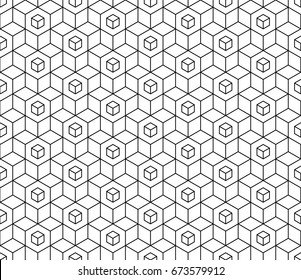 Abstract geometric cube seamless pattern. Simple minimalistic graphic design background, fabric ornament. Vector illustration