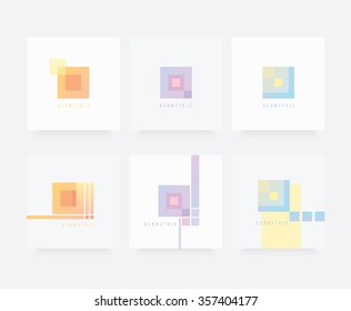 Abstract geometric cube shapes set. Web elements, logos, symbols, illustrations. Colorful user interface kit. Contemporary style