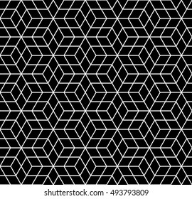 Abstract geometric cubes black and white hipster fashion pillow hexagon pattern