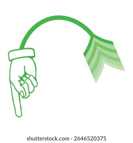 abstract geometric curved hand-down arrow flat icon design