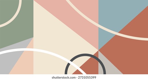 Fundo de linhas curvas geométricas abstratas com cores pastel terrestres