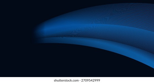 Abstractas tecnología de líneas curvas geométricas sobre fondo azul oscuro simple