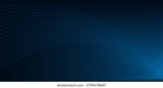 Abstractas tecnología de líneas curvas geométricas sobre fondo azul oscuro. Concepto de movimiento de alta velocidad. Ilustración vectorial