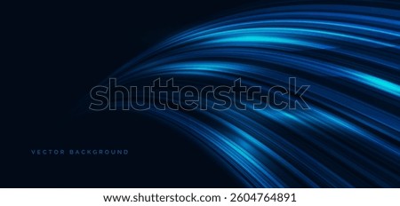 Abstract geometric curved lines technology on dark blue backgroung. High speed motion moving concept. Vector illustration