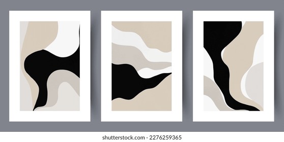 Abstract geometric curved stripes wall art print. Printable minimal abstract poster. Wall artwork for interior design. Contemporary decorative background. 