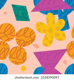 Abstract Geometric  Cut Out 
Seamless Patterns with Colorful Shapes and Dynamic Layouts