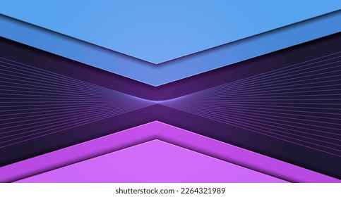 Abstrakter, geometrischer, geschnittener Papierhintergrund, blau und violett. Hintergründe für Banner, Plakate oder Flyer, Zeichen und Unternehmen, Werbung und Websites, Cover, soziale Medien und Design