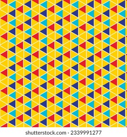abstract geometric cyan red blue pattern with yellow background