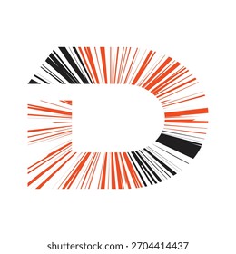 Abstract Geometric 'D' Letter Logo Concept. Stylized Vector Design of Converging Data Rays, Technology Connection, Digital Network, or Speed Arrow Icon.