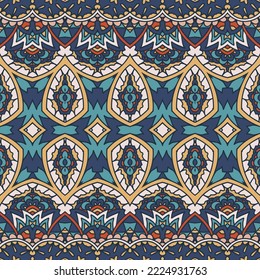 Abstract geometric damask seamless pattern ornamental. Textile ethnic vintage print vector american indian style