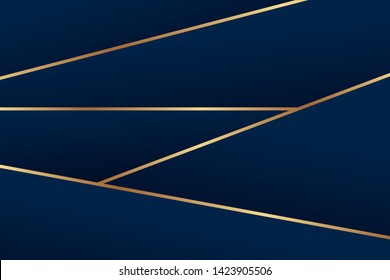 Abstract geometric dark blue background with golden lines.