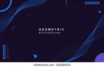 Resumen del fondo geométrico azul oscuro. Banner oscuro elegante, fondo de folleto. Ilustración vectorial. EPS 10.