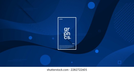 Resumen de fondo geométrico azul oscuro con forma ondulada, línea y sombras. 3.ª apariencia y diseño fresco. Vector Ilustración Eps10