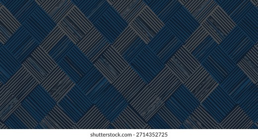 Abstrato geométrico azul escuro e cinza tecido padrão fundo, texturizado tecer design